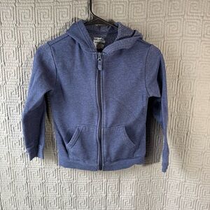 Cat and Jack Full Zip Jacket Hooded Boys Small 6/7 Navy Blue Cotton Blend